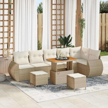 Set Divano da Giardino 9 pcs Beige polyrattan