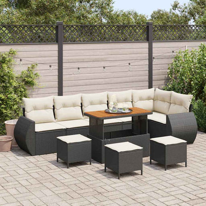 Set Divano da Giardino 10 pcs Nero polyrattan