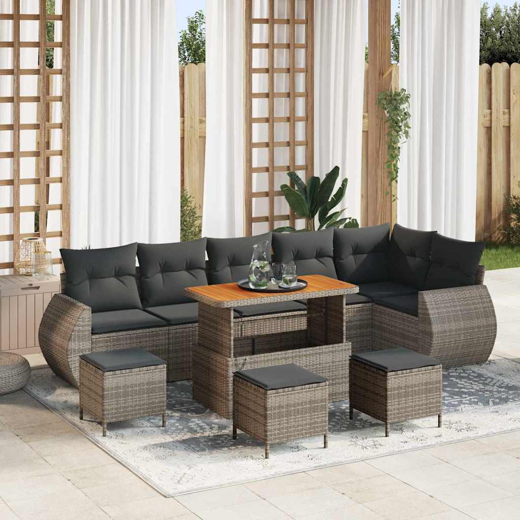 Set Divano da Giardino 10 pcs Grigio polyrattan