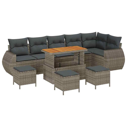Set Divano da Giardino 10 pcs Grigio polyrattan