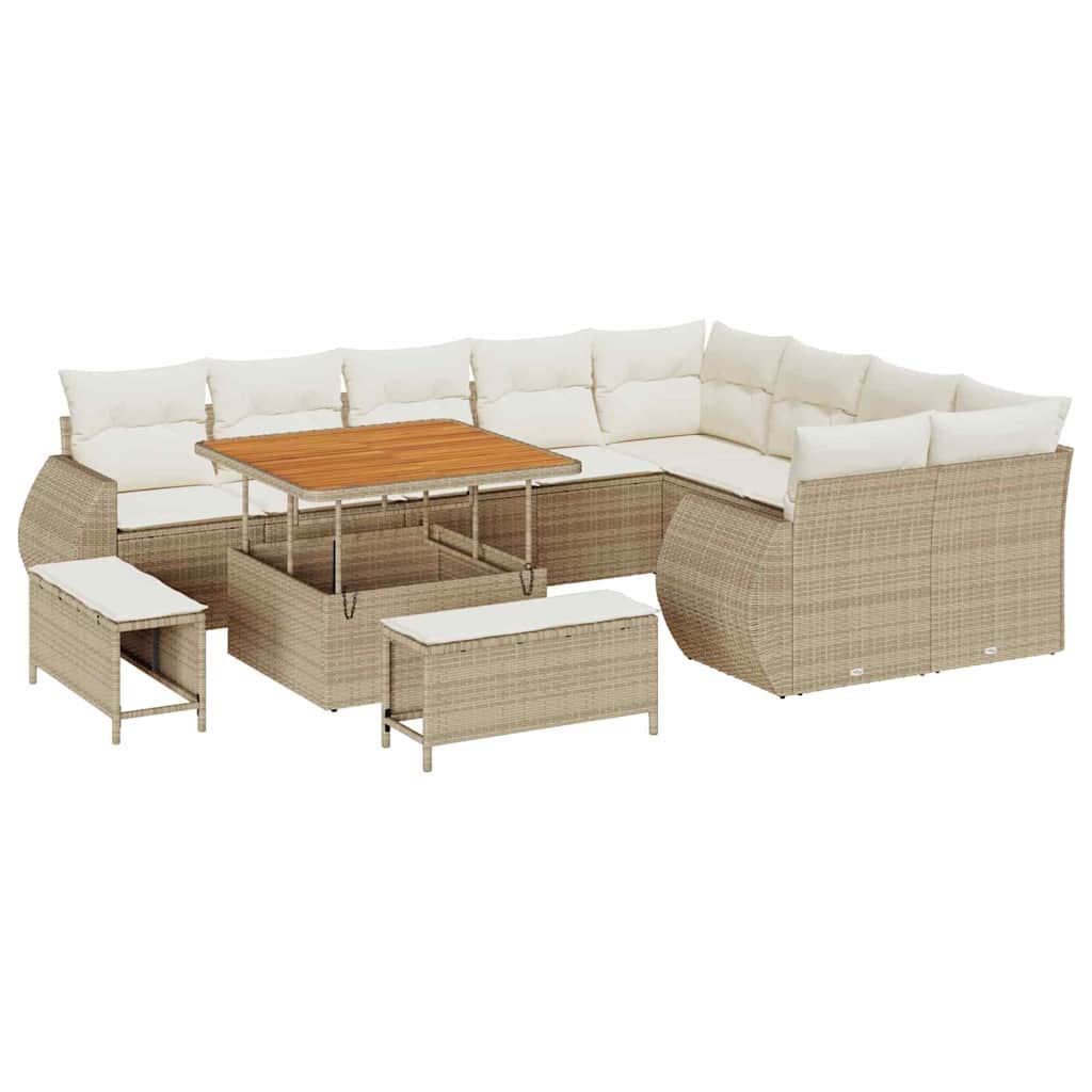 Set Divano da Giardino 12 pcs Beige polyrattan