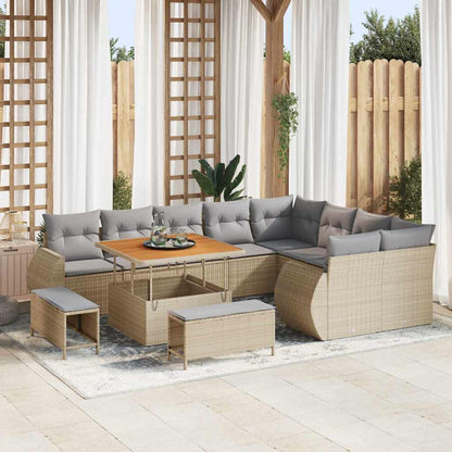 Set Divano da Giardino 12 pcs Beige polyrattan