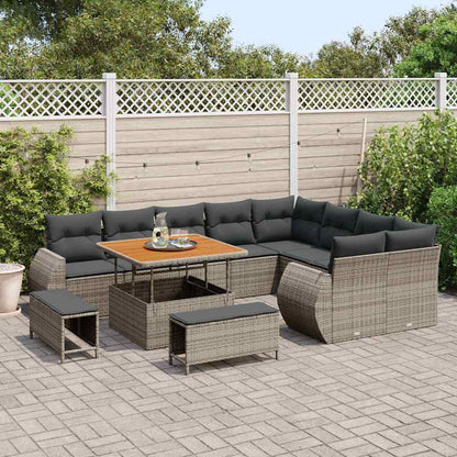 Set Divano da Giardino 12 pcs Grigio polyrattan