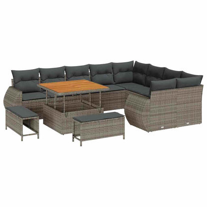 Set Divano da Giardino 12 pcs Grigio polyrattan