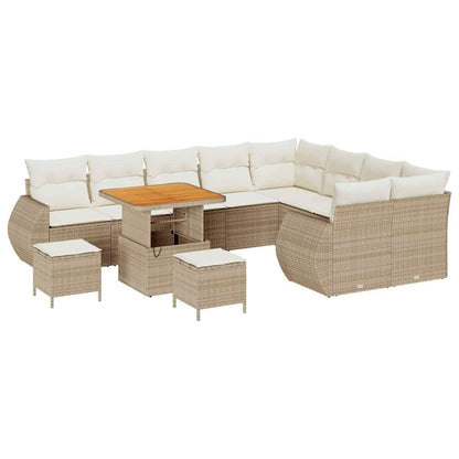 Set Divano da Giardino 12 pcs Beige polyrattan