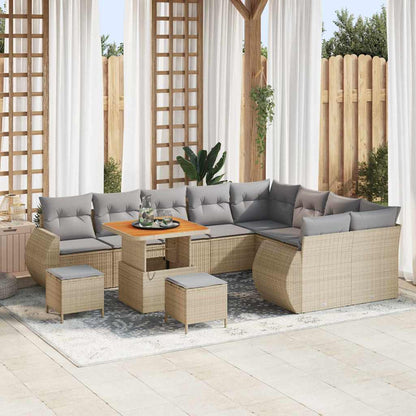 Set Divano da Giardino 12 pcs Beige polyrattan