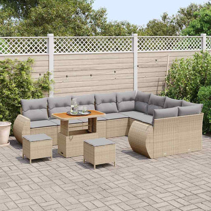 Set Divano da Giardino 12 pcs Beige polyrattan