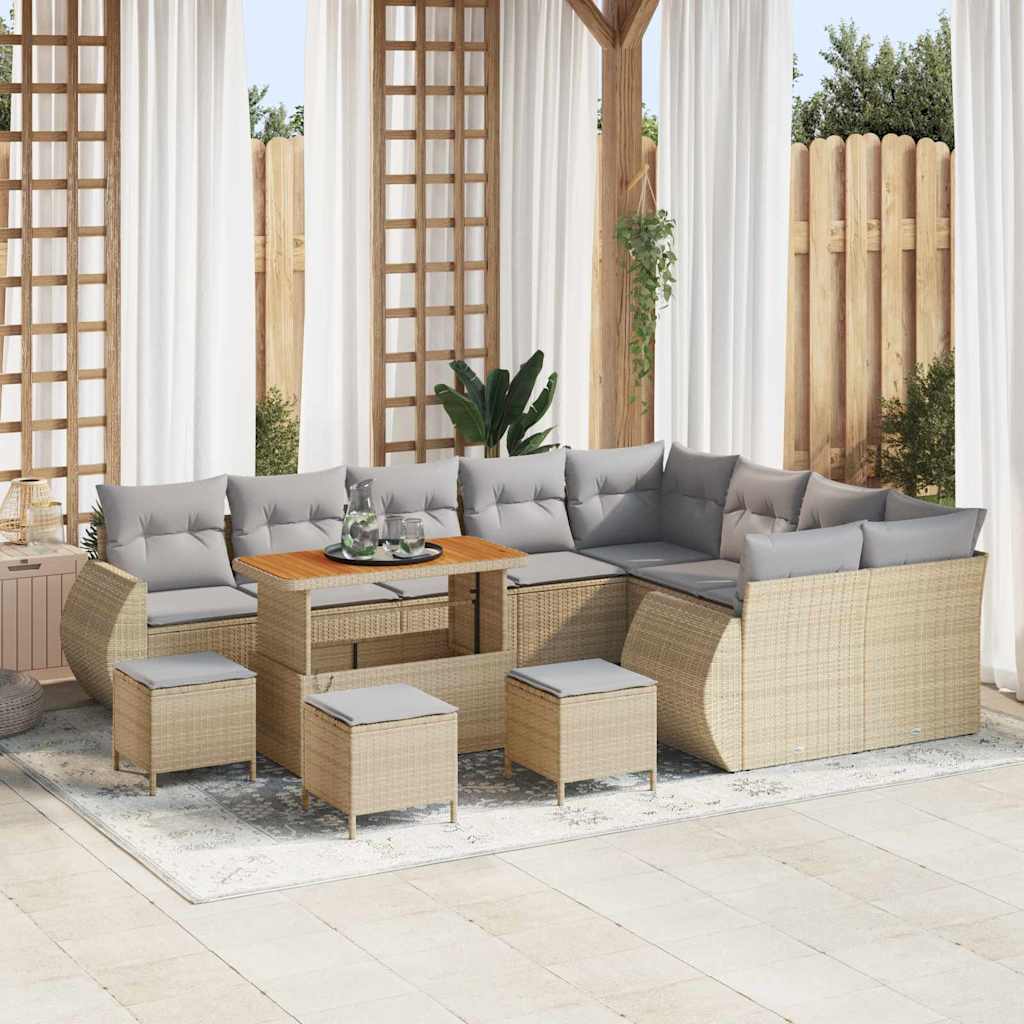 Set Divano da Giardino 13 pcs Beige polyrattan