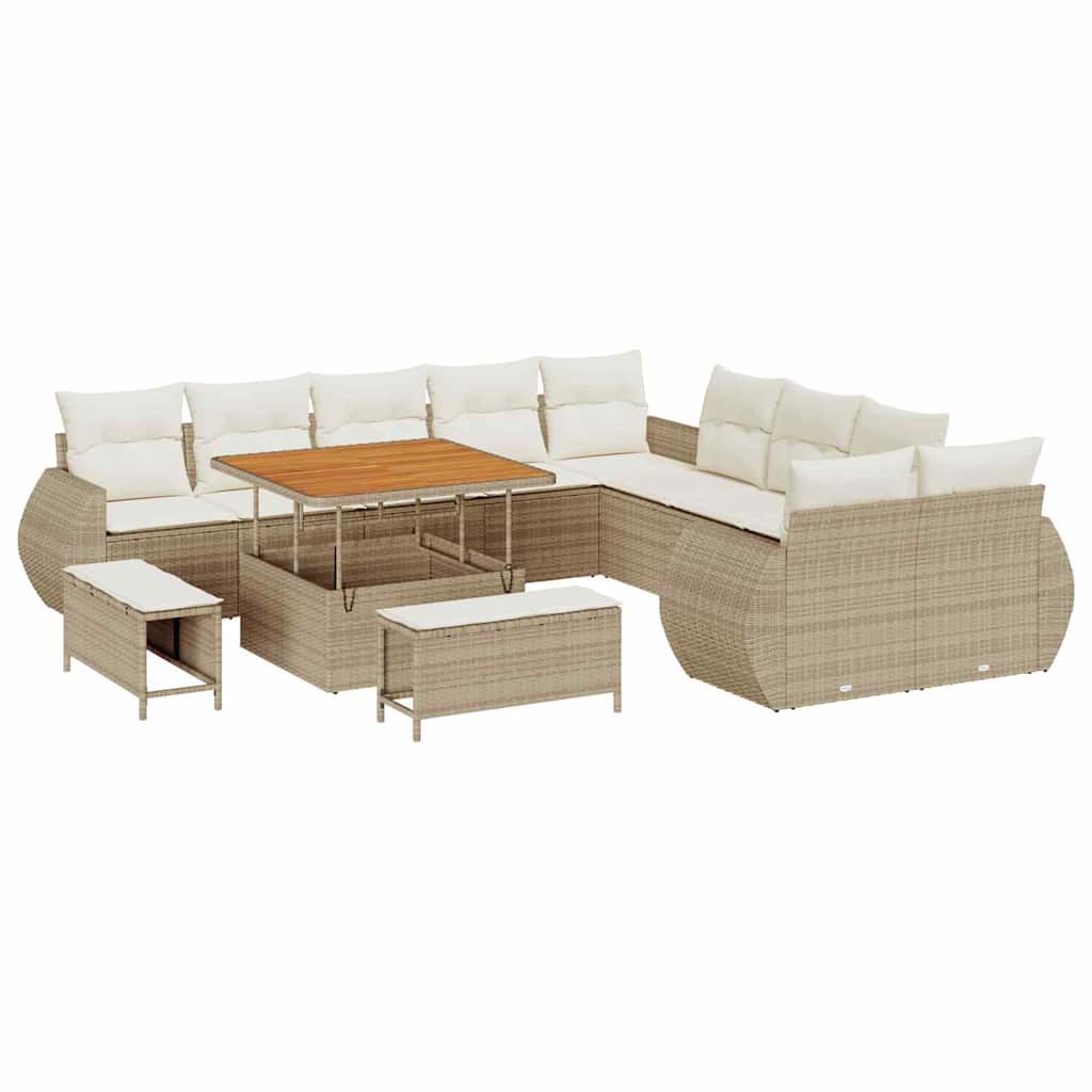 Set Divano da Giardino 13 pcs Beige polyrattan