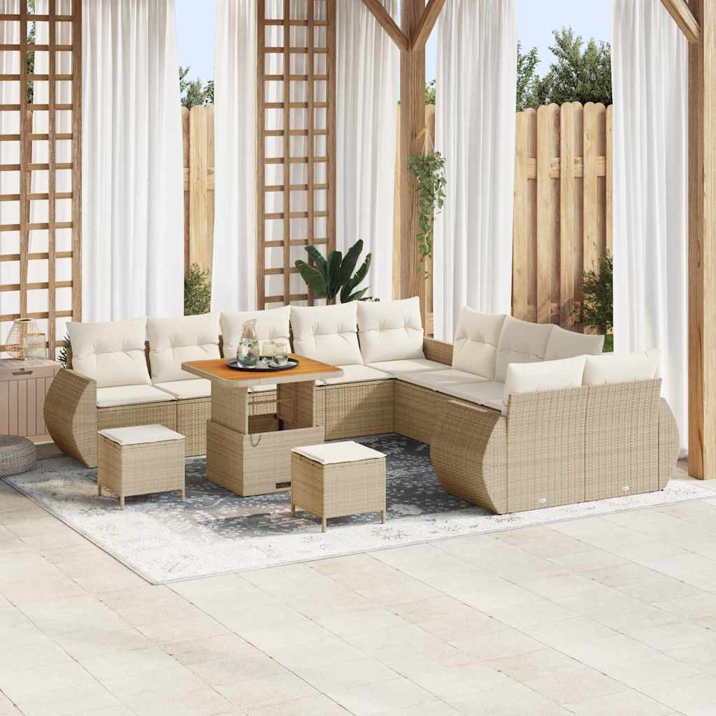 Set Divano da Giardino 13 pcs Beige polyrattan