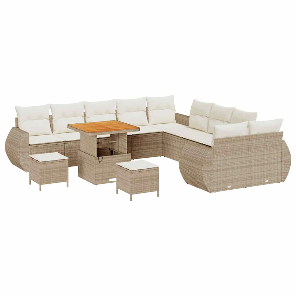 Set Divano da Giardino 13 pcs Beige polyrattan