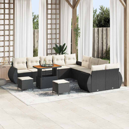 Set Divano da Giardino 13 pcs Nero polyrattan