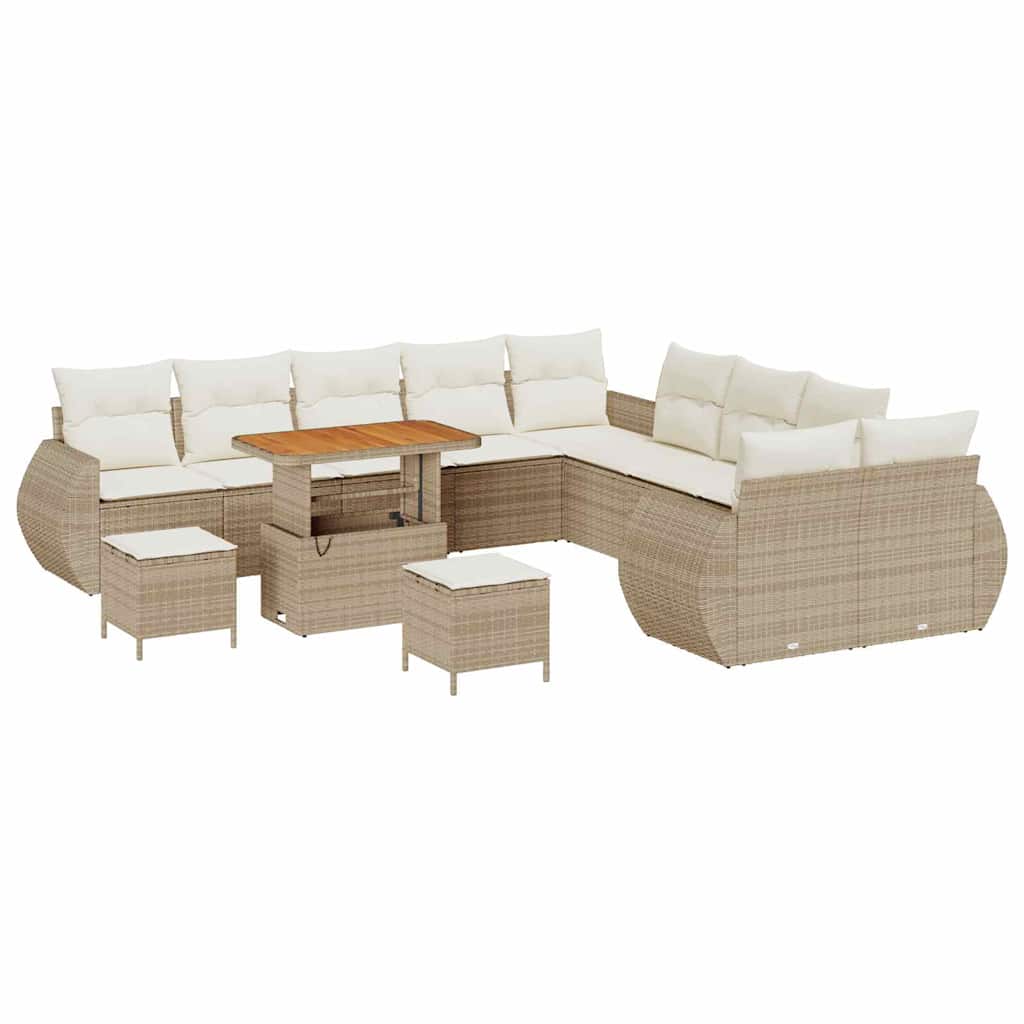Set Divano da Giardino 13 pcs Beige polyrattan