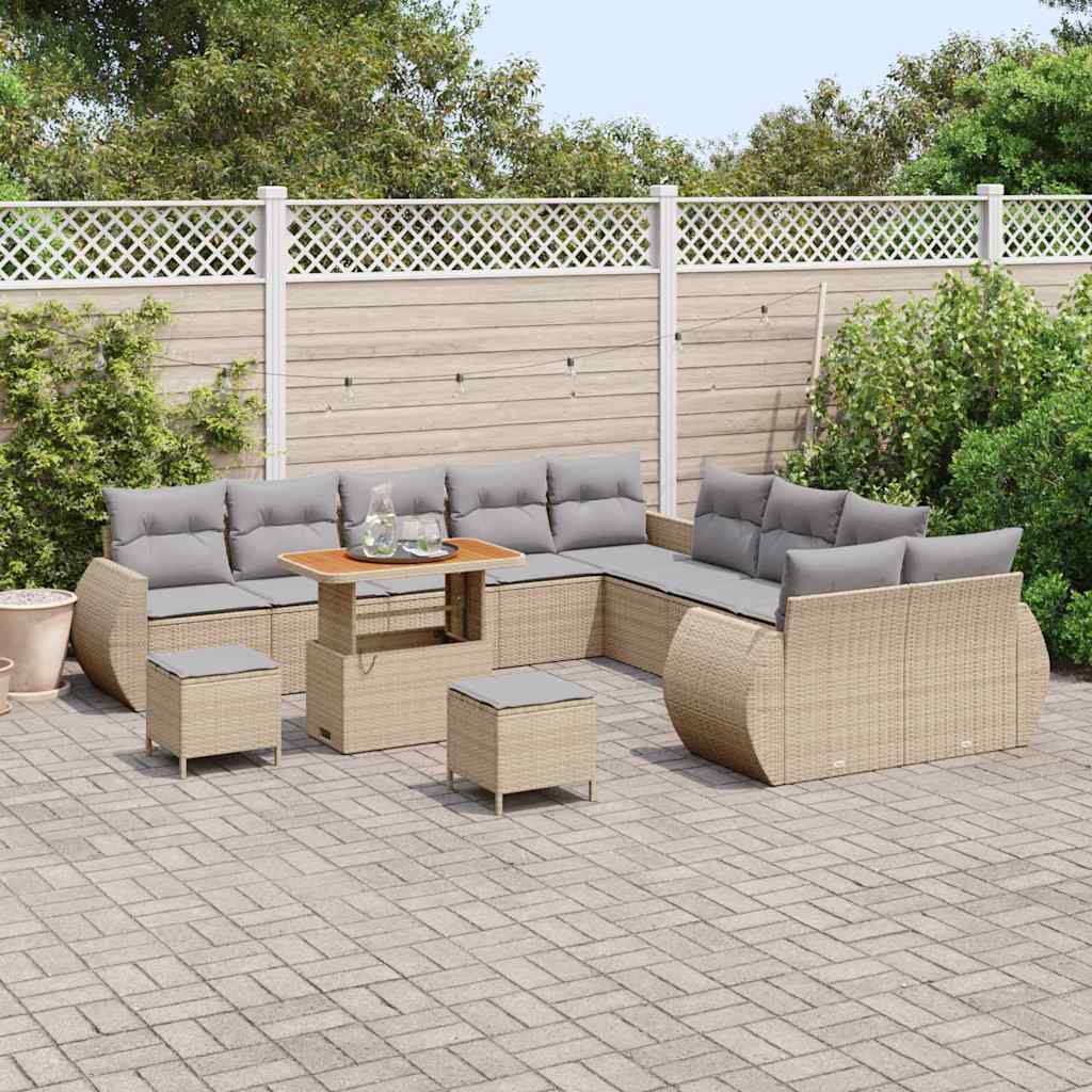 Set Divano da Giardino 13 pcs Beige polyrattan