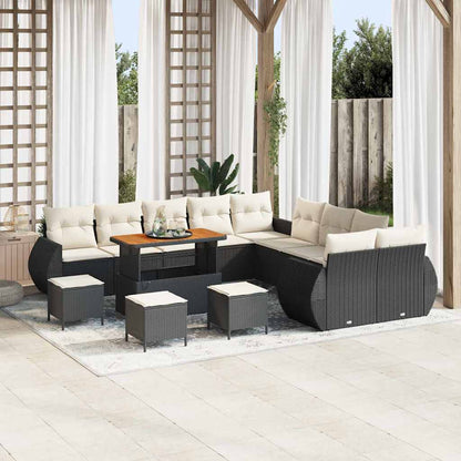 Set Divano da Giardino 14 pcs Nero polyrattan