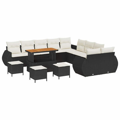Set Divano da Giardino 14 pcs Nero polyrattan