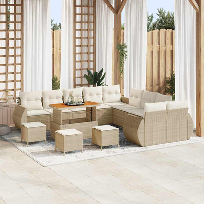 Set Divano da Giardino 14 pcs Beige polyrattan