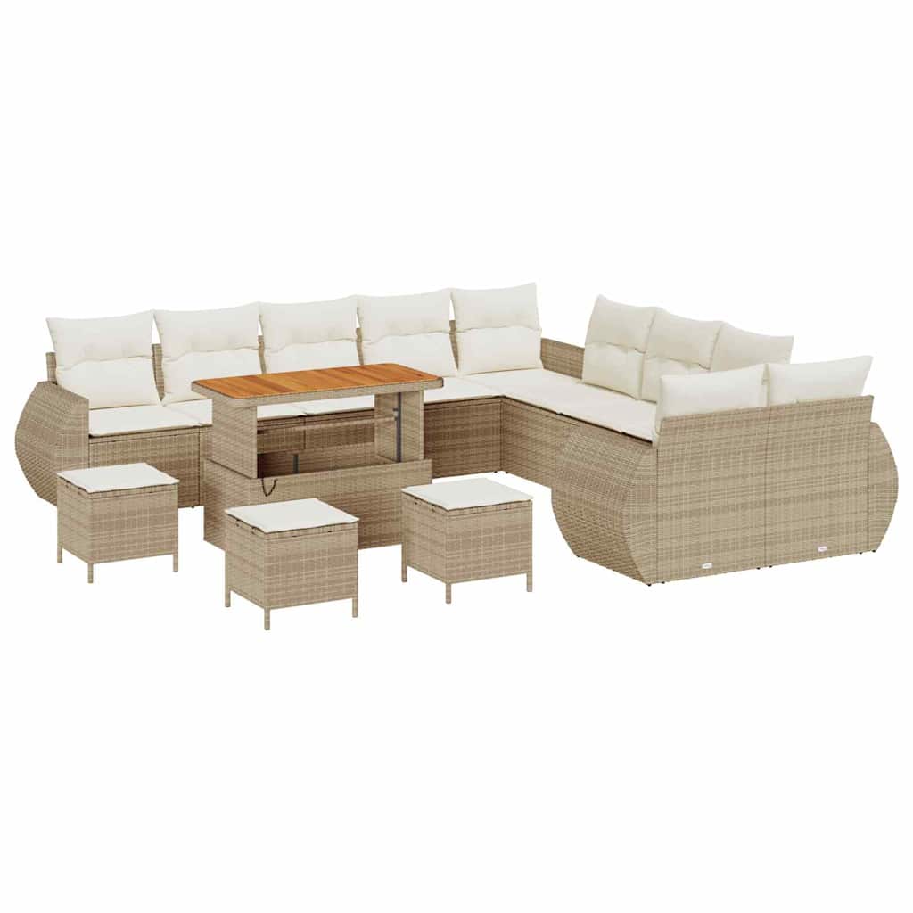 Set Divano da Giardino 14 pcs Beige polyrattan