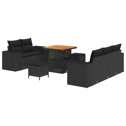 Set Divano da Giardino 8 pcs Nero polyrattan