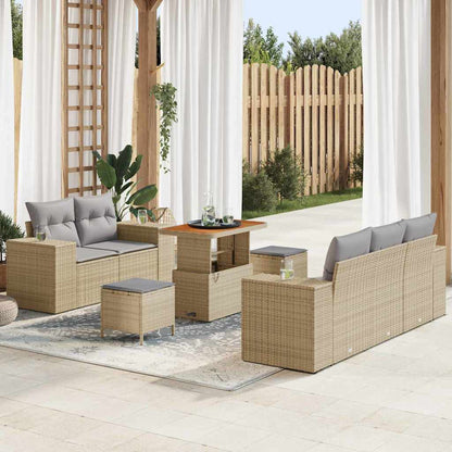 Set Divano da Giardino 8 pcs Beige polyrattan
