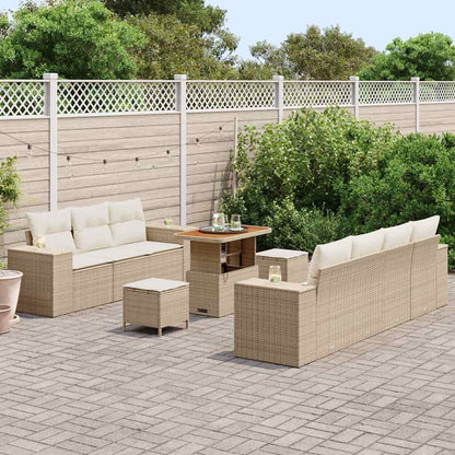 Set Divano da Giardino con cuscino 10 pcs Beige polyrattan