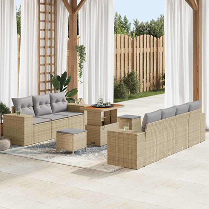 Set Divano da Giardino 10 pcs Beige polyrattan