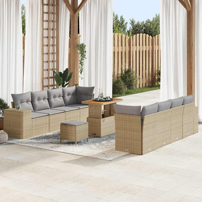 Set Divano da Giardino con cuscino 11 pcs Beige polyrattan