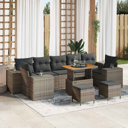Set Divano da Giardino 10 pcs Grigio polyrattan