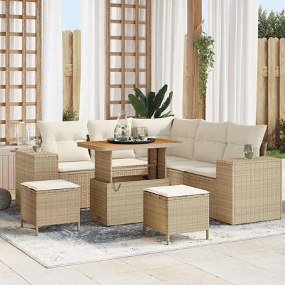 Set Divano da Giardino con cuscino 8 pcs Beige polyrattan