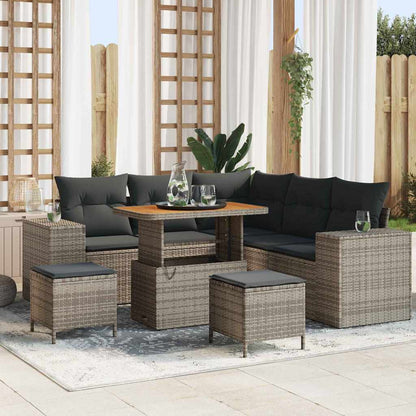 Set Divano da Giardino con cuscino 8 pcs Grigio polyrattan