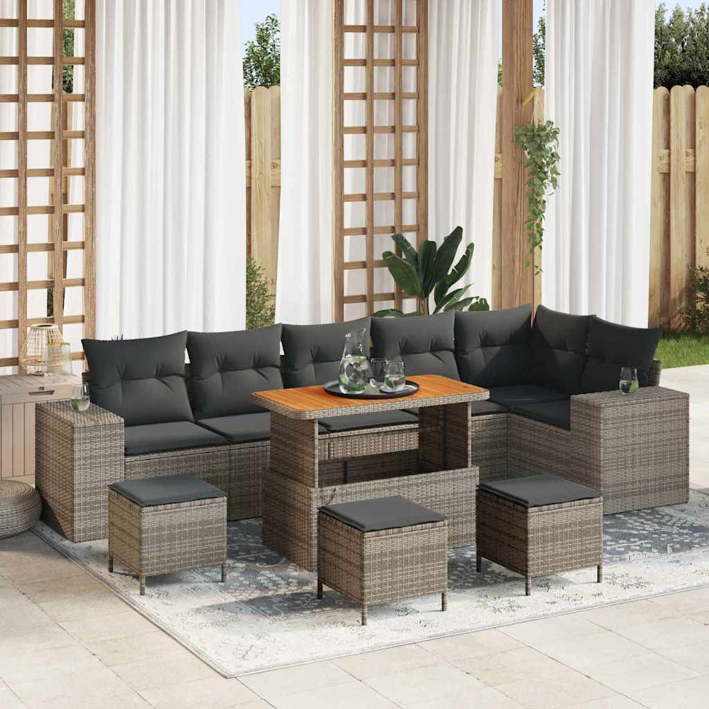Set Divano da Giardino 10 pcs Grigio polyrattan