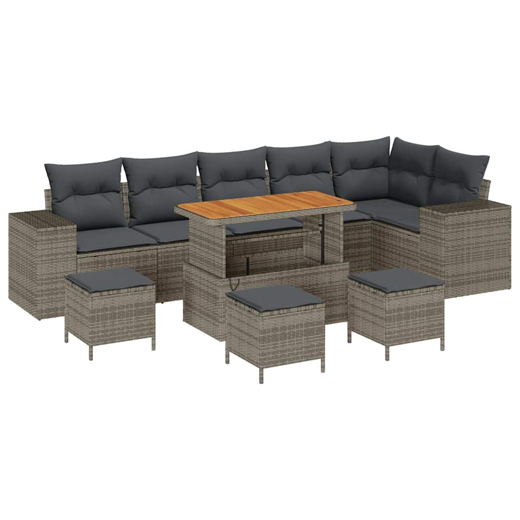 Set Divano da Giardino 10 pcs Grigio polyrattan