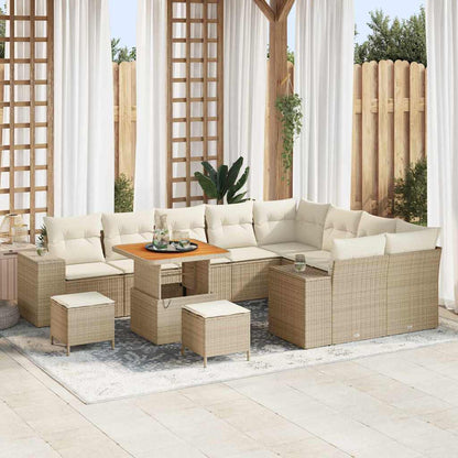 Set Divano da Giardino con cuscino 12 pcs Beige polyrattan
