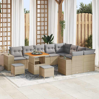 Set Divano da Giardino 12 pcs Beige polyrattan