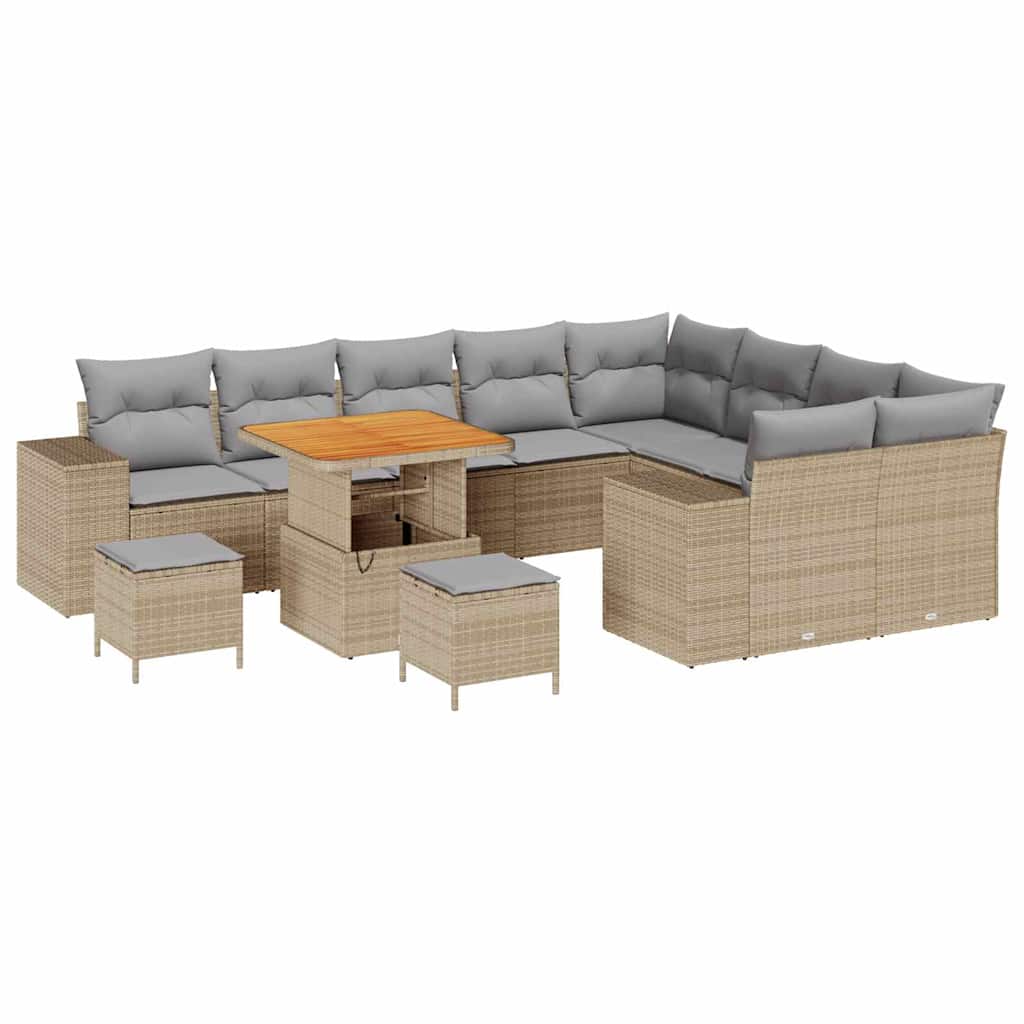 Set Divano da Giardino 12 pcs Beige polyrattan