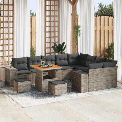 Set Divano da Giardino con cuscino 12 pcs Grigio polyrattan