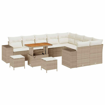 Set Divano da Giardino con cuscino 12 pcs Beige polyrattan