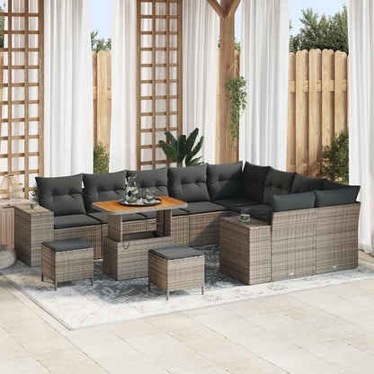 Set Divano da Giardino con cuscino 12 pcs Grigio polyrattan
