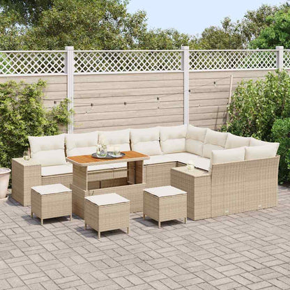 Set Divano da Giardino con cuscino 13 pcs Beige polyrattan