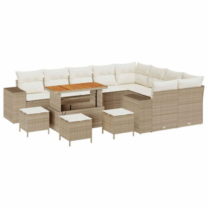 Set Divano da Giardino con cuscino 13 pcs Beige polyrattan