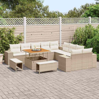 Set Divano da Giardino con cuscino 13 pcs Beige polyrattan
