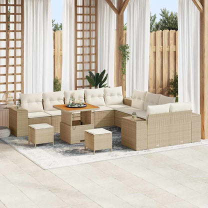 Set Divano da Giardino con cuscino 13 pcs Beige polyrattan