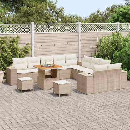 Set Divano da Giardino con cuscino 13 pcs Beige polyrattan