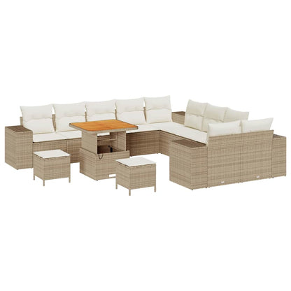 Set Divano da Giardino con cuscino 13 pcs Beige polyrattan