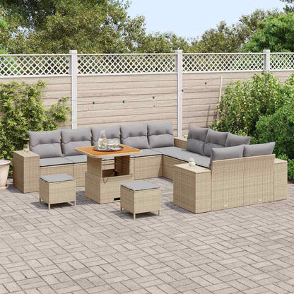 Set Divano da Giardino con cuscino 13 pcs Beige polyrattan