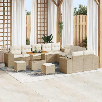 Set Divano da Giardino con cuscino 13 pcs Beige polyrattan