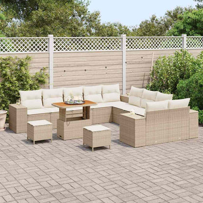 Set Divano da Giardino con cuscino 13 pcs Beige polyrattan