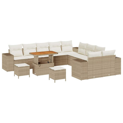Set Divano da Giardino con cuscino 13 pcs Beige polyrattan