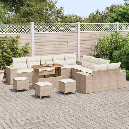 Set Divano da Giardino con cuscino 14 pcs Beige polyrattan