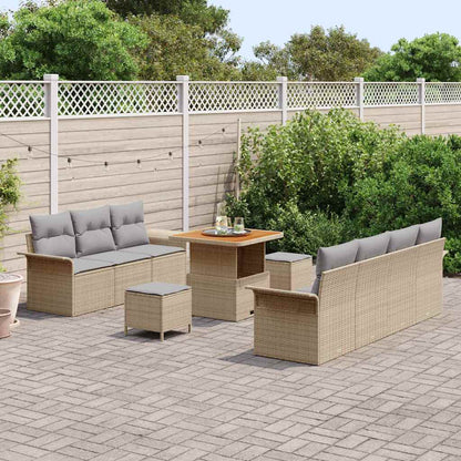 Set Divano da Giardino con cuscino 10 pcs Beige polyrattan